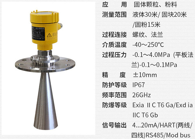 喇叭口雷達液位計RD708技術(shù)參數(shù)表圖